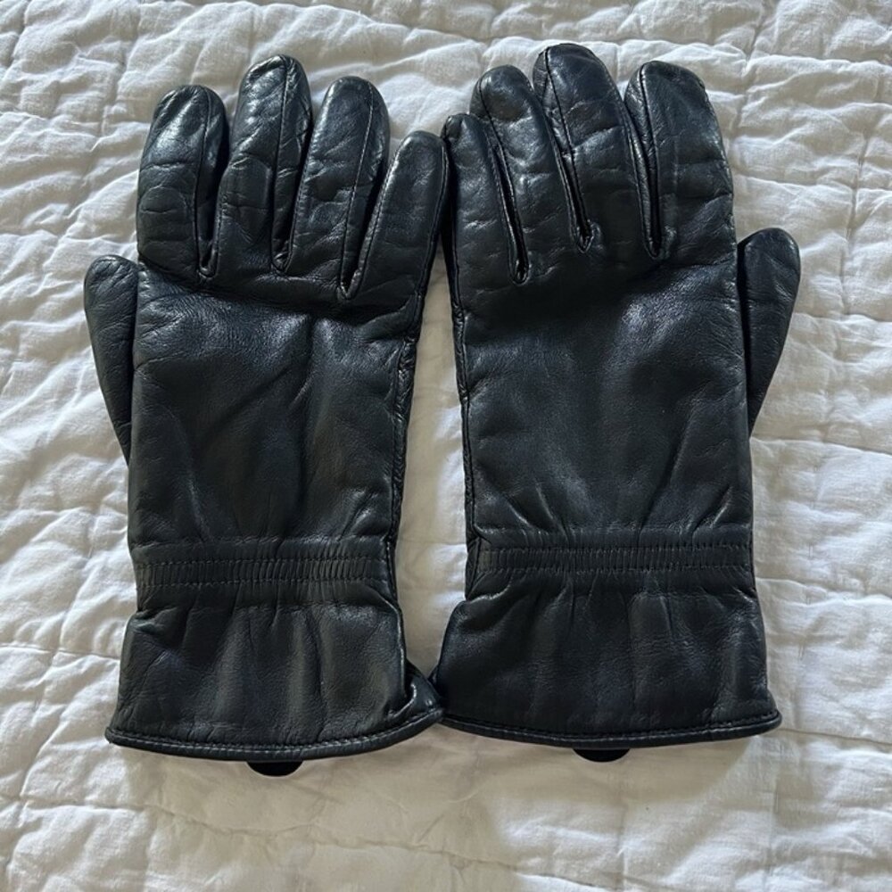Women’s Genuine Leather Black Gloves sz M/L Minimalist Preppy Old Money
